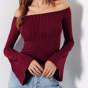 NEW Off Shoulder Bell Sleeve Long Sleeve Size S